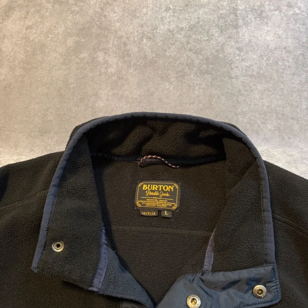 Burton Hearth Snap-Up Fleece Jacket Mens L Large Black DRYRIDE Thermex Ski Coat